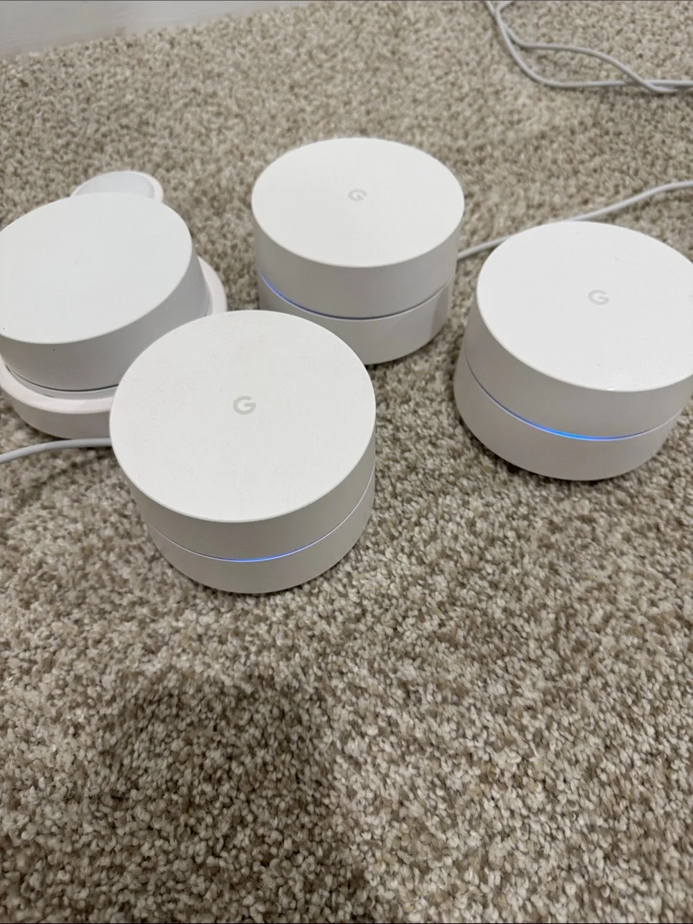 Google White Mesh Wi‑Fi Router Set - 4 Pack - Picture 1 of 7